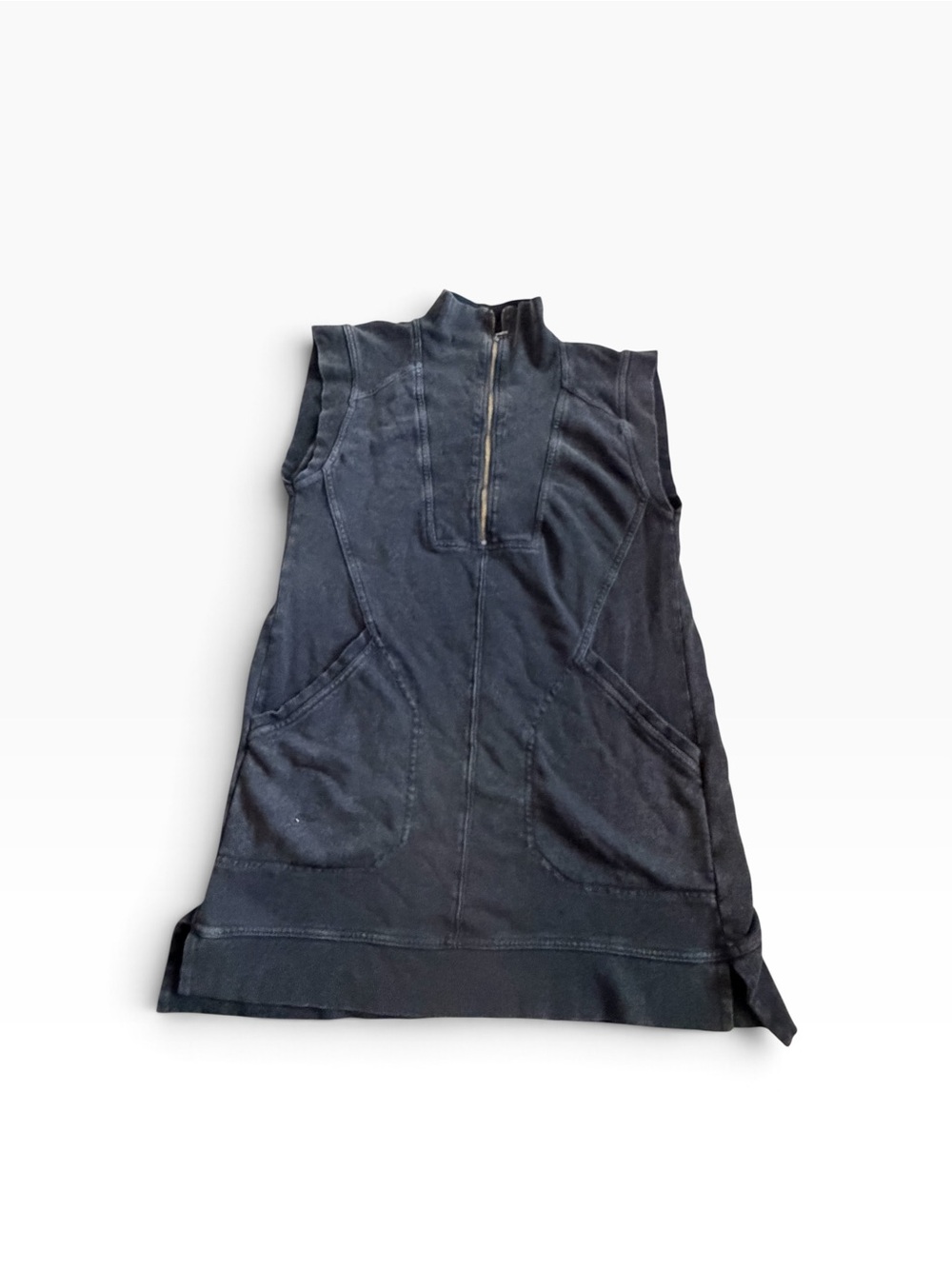 Daily Practice Anthropologie Meru Zip-Front Mini Dress Washed Black M